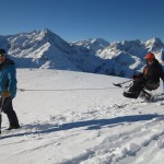 Mithilfe der Bergführer Andi und Patrick konnte Sean zu seinem Start in den unberührten Pulverhang gelangen. Sean war so happy, dass er untracked powder unter seinem Ski hatte, sehr schön!