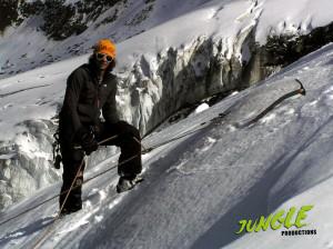 Bergführer Simon bei Sicherungsarbeiten